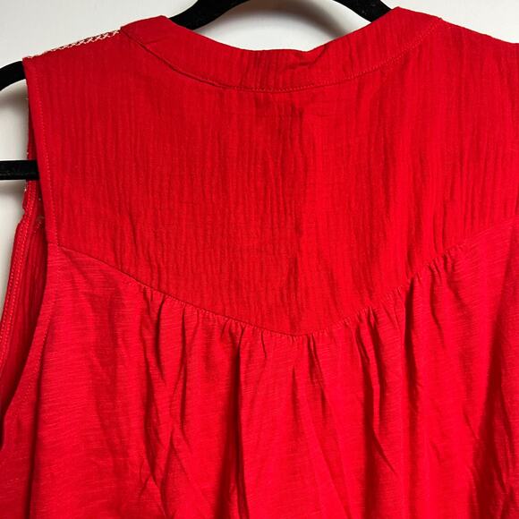 Knox Rose Women's Red Sleeveless Gauze Wide Strap Tank Top - Size Small - NWT - Picture 8 of 8